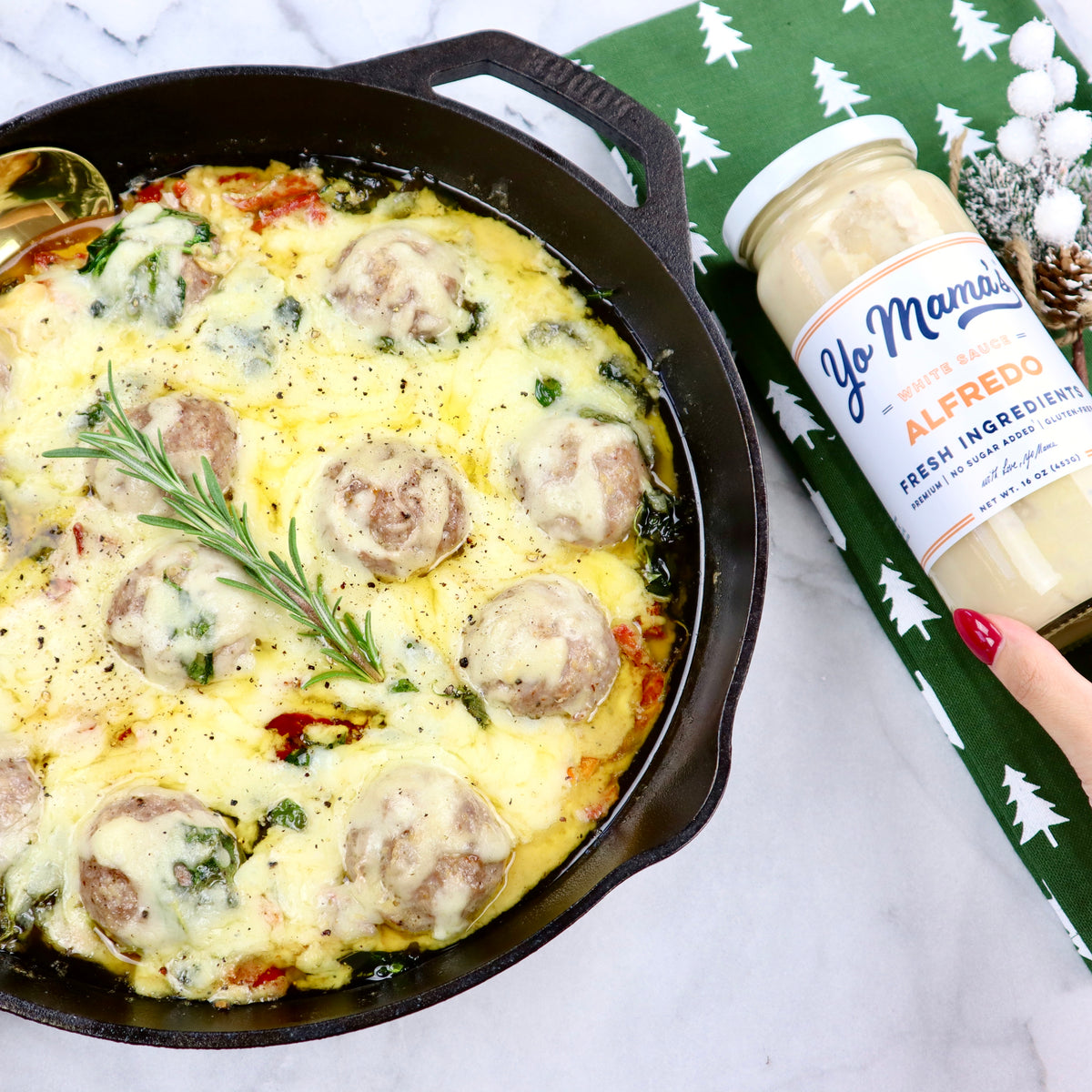Alfredo Skillet Meatballs &ndash; Yo Mama's Foods