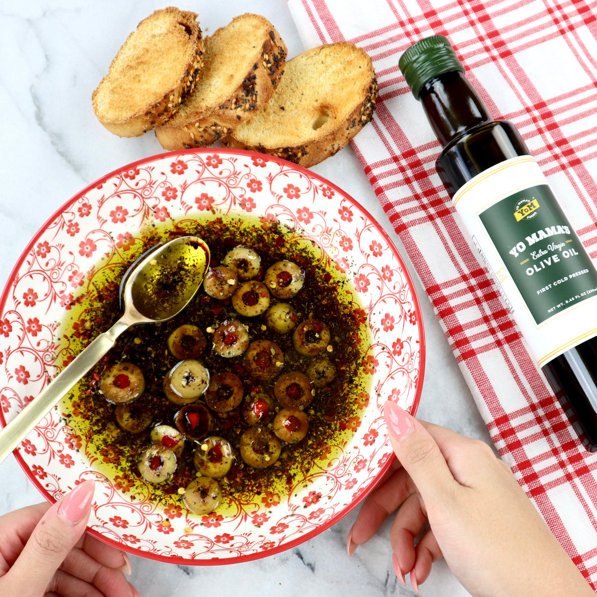 Olive Oil Balsamic Bread Dip – Yo Mama's Foods